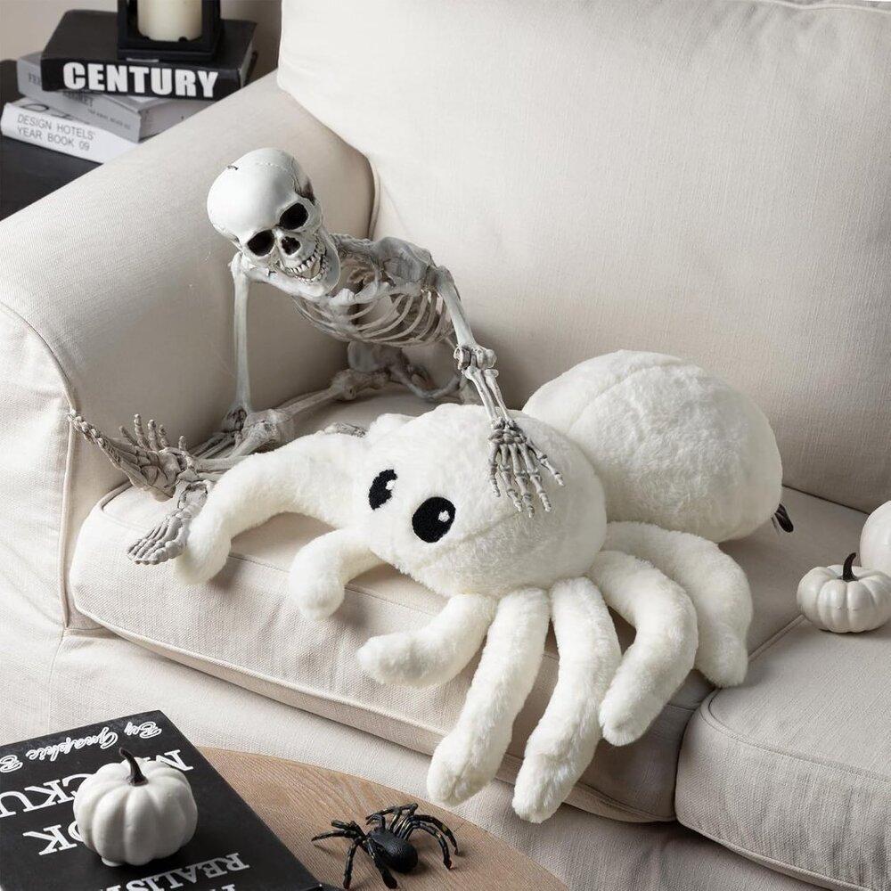 Happy Halloween  Throw Pillow Faux Fur Tarantula Shaped Halloween  Pillow - Picture 5 of 9